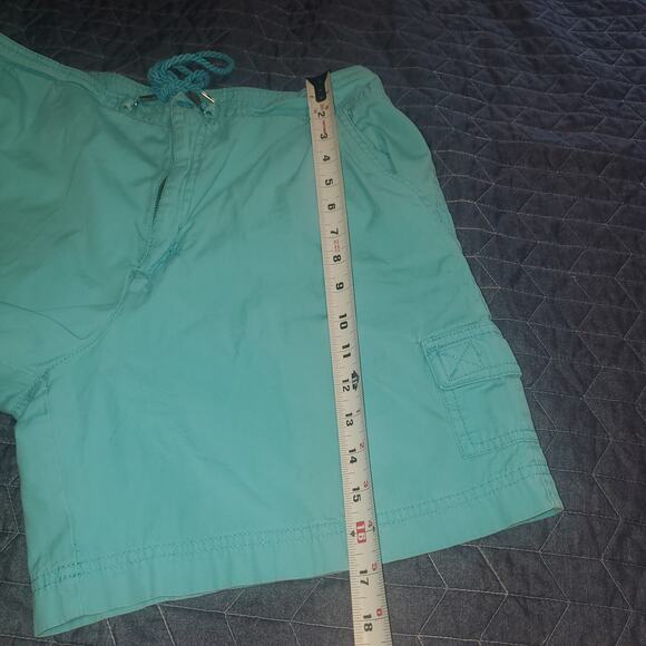 Vintage White Stag 90s Teal Blue Cargo Shorts 31 x6 High Waist Tie front Utility - Picture 7 of 7